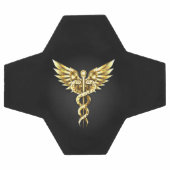 金ゴールドポリゴン記号のカドゥセウス サッカーボール (フラット)