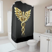 金ゴールドポリゴン記号のカドゥセウス シャワーカーテン (インサイチュ)