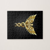 金ゴールドポリゴン記号のカドゥセウス ジグソーパズル (横)