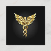 金ゴールドポリゴン記号のカドゥセウス スクエア名刺 (正面)