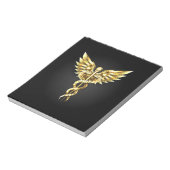 金ゴールドポリゴン記号のカドゥセウス ノートパッド (回転)