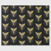 金ゴールドポリゴン記号のカドゥセウス ラッピングペーパー (フラット)