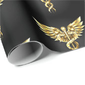 金ゴールドポリゴン記号のカドゥセウス ラッピングペーパー (ロールコーナー)