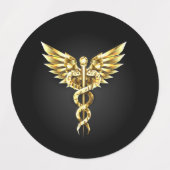 金ゴールドポリゴン記号のカドゥセウス ラベル (デザイン2)