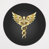 金ゴールドポリゴン記号のカドゥセウス ラベル (デザイン1)