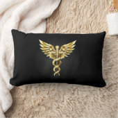 金ゴールドポリゴン記号のカドゥセウス ランバークッション (ブランケット)