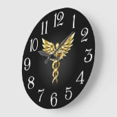 金ゴールドポリゴン記号のカドゥセウス ラージ壁時計 (傾斜)