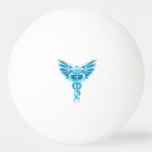 金ゴールドポリゴン記号のカドゥセウス 卓球ボール (裏面)