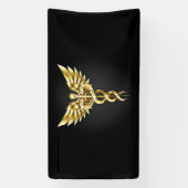 金ゴールドポリゴン記号のカドゥセウス 横断幕 (縦)