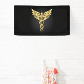 金ゴールドポリゴン記号のカドゥセウス 横断幕 (インサイチュ)