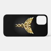 金ゴールドポリゴン記号のカドゥセウス Case-Mate iPhoneケース (裏面 (横))