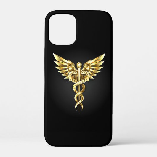 金ゴールドポリゴン記号のカドゥセウス Case-Mate iPhoneケース (裏面)