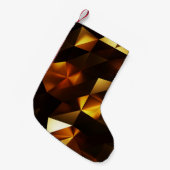 金ゴールドポリゴン: 3D抽象芸術描写 スモールクリスマスストッキング (正面 (吊り時))