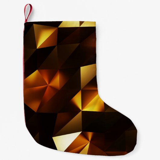 金ゴールドポリゴン: 3D抽象芸術描写 スモールクリスマスストッキング (正面)