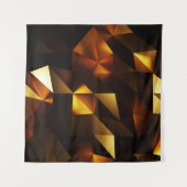 金ゴールドポリゴン： 3D抽象芸術描写 タペストリー (正面(横))