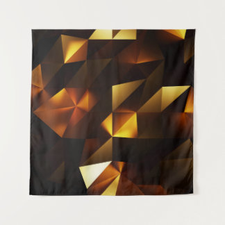 金ゴールドポリゴン： 3D抽象芸術描写 タペストリー