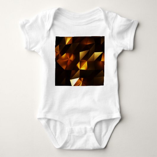 金ゴールドポリゴン: 3D抽象芸術描写 ベビーボディスーツ (正面)