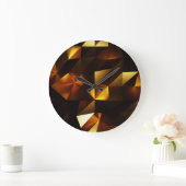 金ゴールドポリゴン： 3D抽象芸術描写 ラージ壁時計 (ホーム)