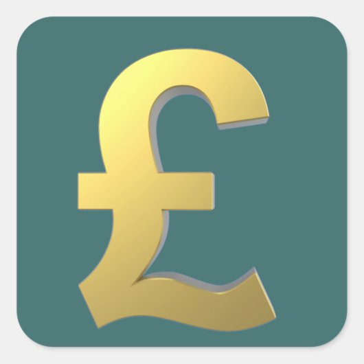 金ゴールドポンド記号グラフィック スクエアシール (正面)