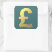 金ゴールドポンド記号グラフィック スクエアシール (バッグ)