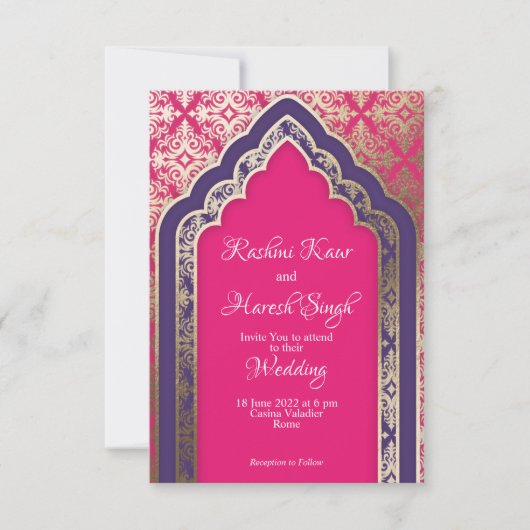 金ゴールドポータルインディアン  招待状 (正面)