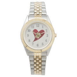 金ゴールドポープリント赤いハートドッグ猫好きペット 腕時計