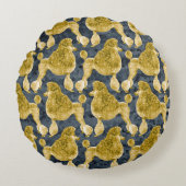 金ゴールドポープードルナイトグレイ ラウンドクッション (正面)