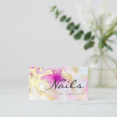 金ゴールドポーランドスプラッシュドリップ爪、 ネイルQRコードウォーター色 名刺 (スタンド正面)