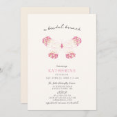 金ゴールドマかわいらしゼンタバタフライモダンブライダルシャワー 招待状 (正面/裏面)