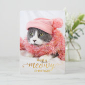 金ゴールドマイオウィパーソナルキャットフォトペットホリデー シーズンカード (スタンド正面)