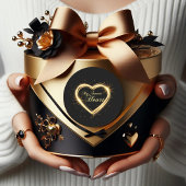 金ゴールドマイスウィートハートブラックバレンタインラウンドステッカー ラウンドシール