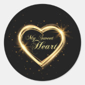 金ゴールドマイスウィートハートブラックバレンタインラウンドステッカー ラウンドシール (正面)