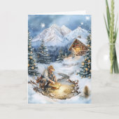 金ゴールドマイニング金ゴールドマイナーのパンニング金ゴールドクリスマスカード シーズンカード (正面)