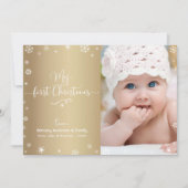 金ゴールドマイ初めてのクリスマスベビーフォトスノーフレークスシック シーズンカード (正面)