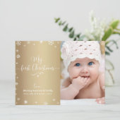 金ゴールドマイ初めてのクリスマスベビーフォトスノーフレークスシック シーズンカード (スタンド正面)