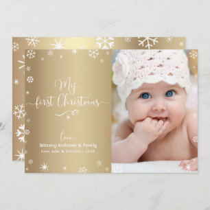 金ゴールドマイ初めてのクリスマスベビーフォトスノーフレークスシック シーズンカード