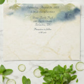 金ゴールドマウンテンバックドランドグリーンブルーツリーズ招待状 キッチンタオル (折り畳み)