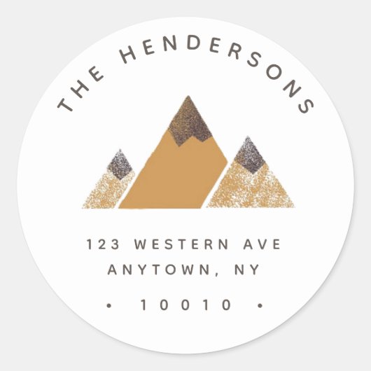 金ゴールドマウンテンラウンド差出人住所ラベル ラウンドシール (正面)