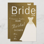 金ゴールドマガジンカバーブライダルシャワー 招待状 (正面/裏面)