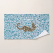 金ゴールドマジカルシーホースオン抽象芸術ブルー バスタオルセット (ハンドタオル)