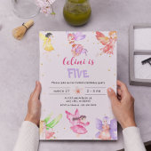 金ゴールドマジカルフェアリー誕生日招待状 招待状