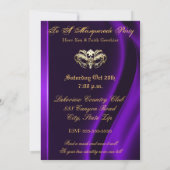 金ゴールドマスカレードパープル宝石パーティの招待状 招待状 (裏面)