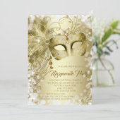 金ゴールドマスクマスカレードパーティー 招待状 (スタンド正面)