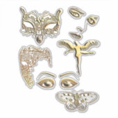 金ゴールドマスク顔エンジェルバタフライクリップアート シール (正面)