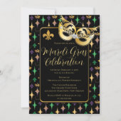 金ゴールドマスク(紋章の)フラ・ダ・リマルディグラスパーティー 招待状 (正面)