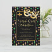 金ゴールドマスク(紋章の)フラ・ダ・リマルディグラスパーティー 招待状 (スタンド正面)