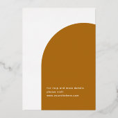金ゴールドマスタードモダンタイポグラフィアーチ秋の結婚式 箔招待状 (裏面)