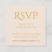 金ゴールドマスタードQRコードタイポグラフィRSVP エンクロージャーカード (正面)