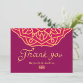 金ゴールドマゼンタマンダラインディアン結婚ズ サンキューカード (スタンド正面)