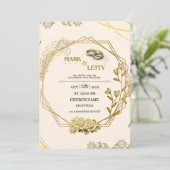 金ゴールドマット結婚式招待状0.2デザイン 招待状 (スタンド正面)